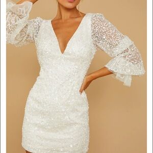 Elegant White Sequin Dress